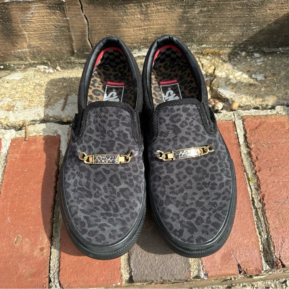 Vans x Cher Strawberry Skater Slip-On Sneakers in Cheetah Black Men’s 7 - Picture 3 of 10